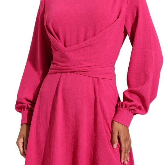Fuchsia - Crew neck - Unlined - Modest Dress - long Sleeve - Maxi Sz 14 us - Picture 2 of 5